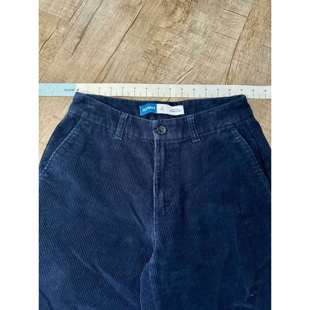 Old Navy High-Rise Wide Leg Corduroy Pants Navy Blue Womens Size 2 Petite - Picture 5 of 11